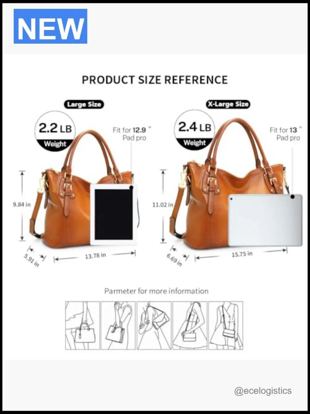 Genuine Leather Tote Satchel Crossbody Bag Large Capacity Handbag
